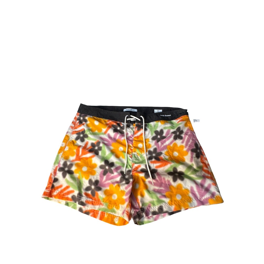 PacSun Boardshorts Sz 38 Floral 5 Inch Swim Trunks Lace Up Waist Pockets NWT Men